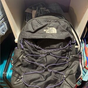 The North Face Black Backpack with Lavender Details